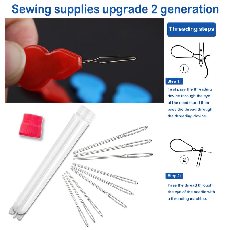ORRDICE Large-Eye Blunt Needles, Stainless Steel Yarn Knitting Needles, Sewing Needles, Crafting Knitting Weaving Stringing Needles, Perfect for Finishing Off Crochet Projects(9 Pieces) - Image 4